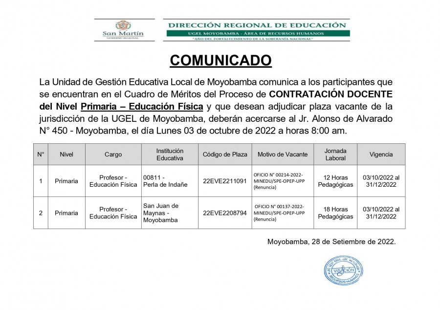 COMUNICADO