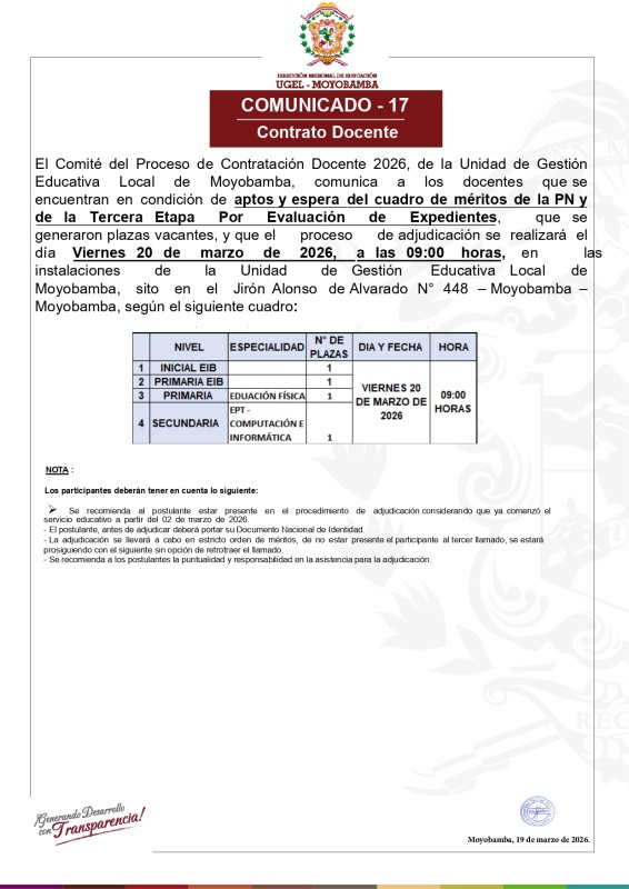COMUNICADO - 17 Contrato Docente